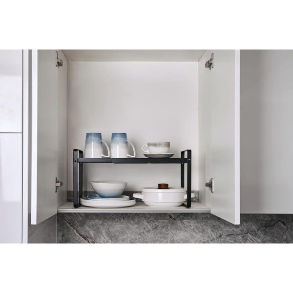 Raft universal depozitare, Quasar & Co.®, extensibil, multifunctional, suprapozabil, 24-41 x 18 x 28 cm, metal, negru - imagine 4