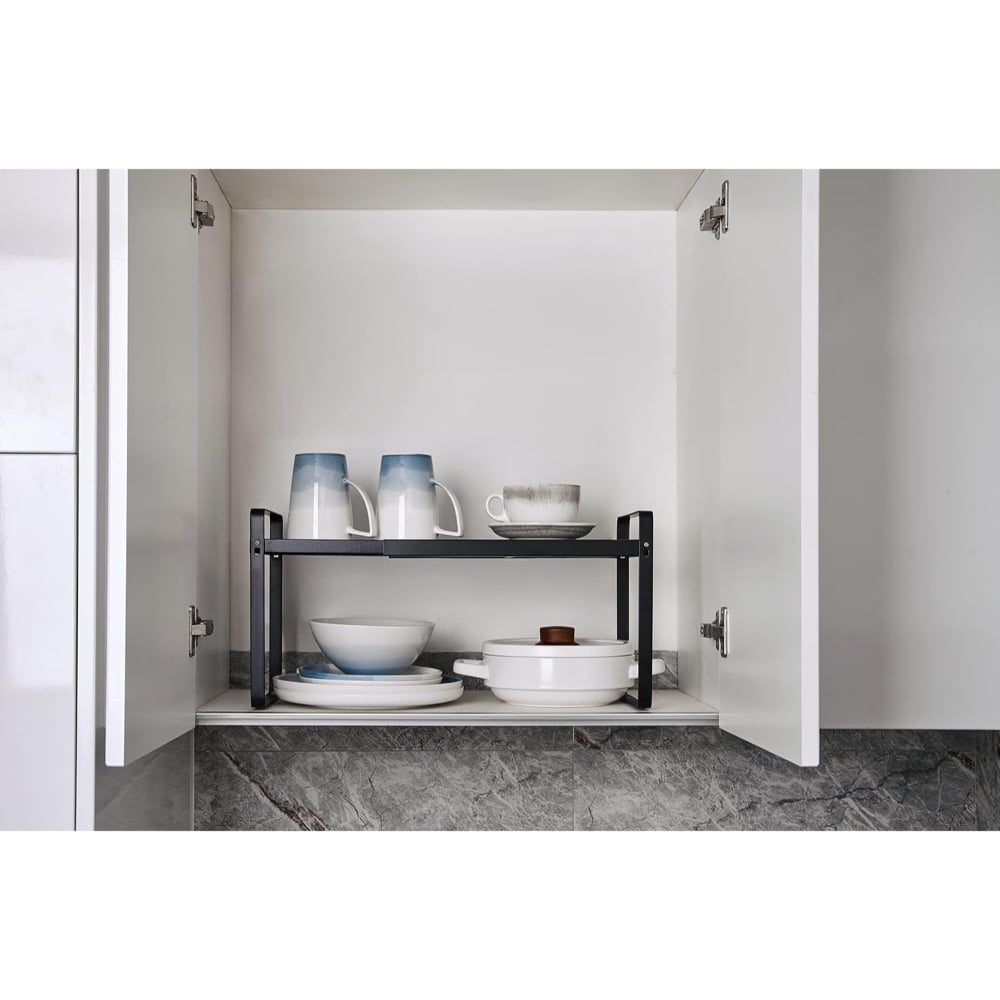 Raft universal depozitare, Quasar & Co.®, extensibil, multifunctional, suprapozabil, 24-41 x 18 x 28 cm, metal, negru 4