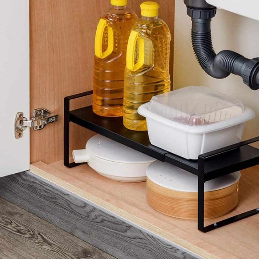 Raft universal depozitare, Quasar & Co.®, extensibil, multifunctional, suprapozabil, 24-41 x 18 x 28 cm, metal, negru 6