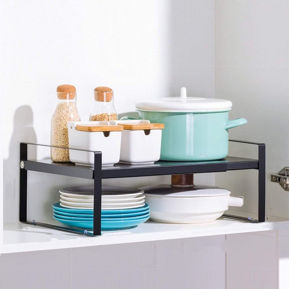 Raft universal depozitare, Quasar & Co.®, extensibil, multifunctional, suprapozabil, 24-41 x 18 x 28 cm, metal, negru 8