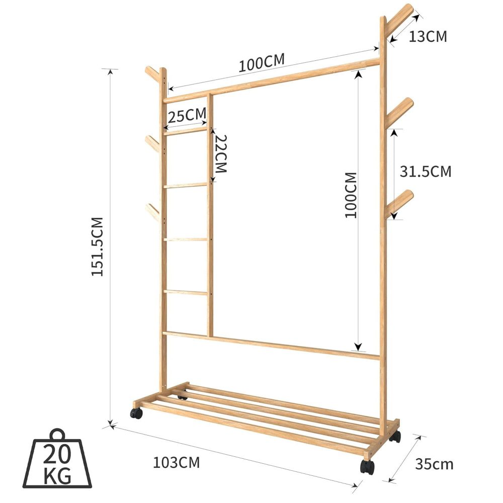 Cuier hol, Quasar & Co.®, cu roti, pretabil imbracaminte/incaltaminte, bambus, 100 x 35 x 155 cm, natur 11 Cuier hol, Quasar & Co.®, cu roti, pretabil imbracaminte/incaltaminte, bambus, 100 x 35 x 155 cm, natur 11