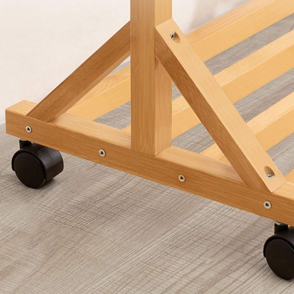 Cuier hol, Quasar & Co.®, cu roti, pretabil imbracaminte/incaltaminte, bambus, 60 x 35 x 155 cm, natur 4 Cuier hol, Quasar & Co.®, cu roti, pretabil imbracaminte/incaltaminte, bambus, 60 x 35 x 155 cm, natur 4
