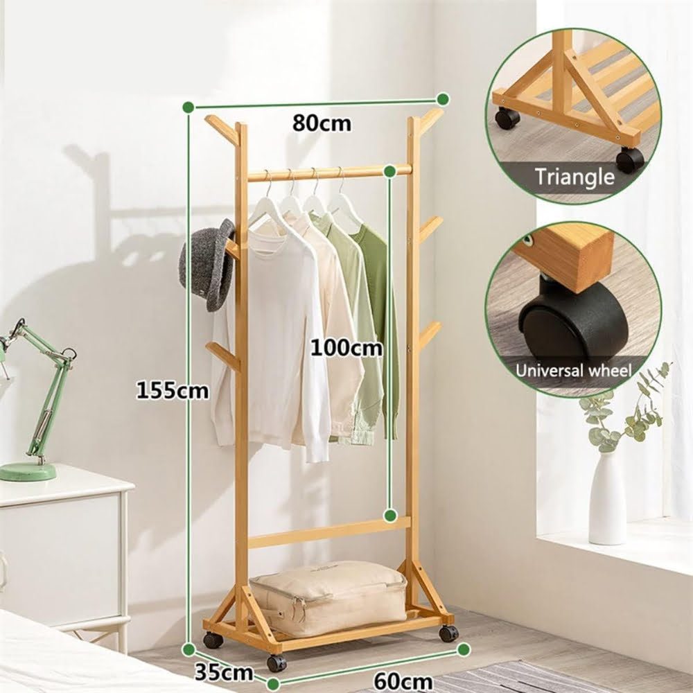 Cuier hol, Quasar & Co.®, cu roti, pretabil imbracaminte/incaltaminte, bambus, 60 x 35 x 155 cm, natur 7 Cuier hol, Quasar & Co.®, cu roti, pretabil imbracaminte/incaltaminte, bambus, 60 x 35 x 155 cm, natur 7