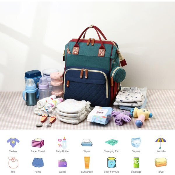 Geanta/rucsac, Quasar & Co.®, cu port USB si 14 compartimente, textil, 40 x 30 x 14 cm, multicolor - imagine 11