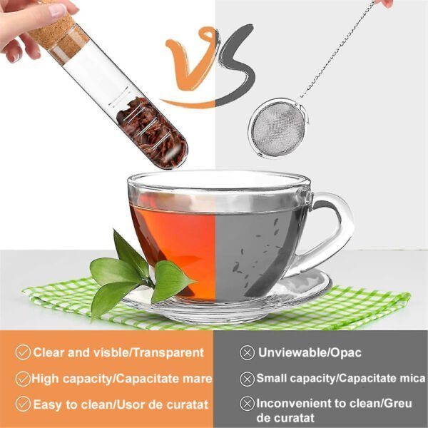 Set 4 infuzoare pentru ceai, Quasar & Co.®, 3 x 15 cm, sticla/pluta, transparent - imagine 9