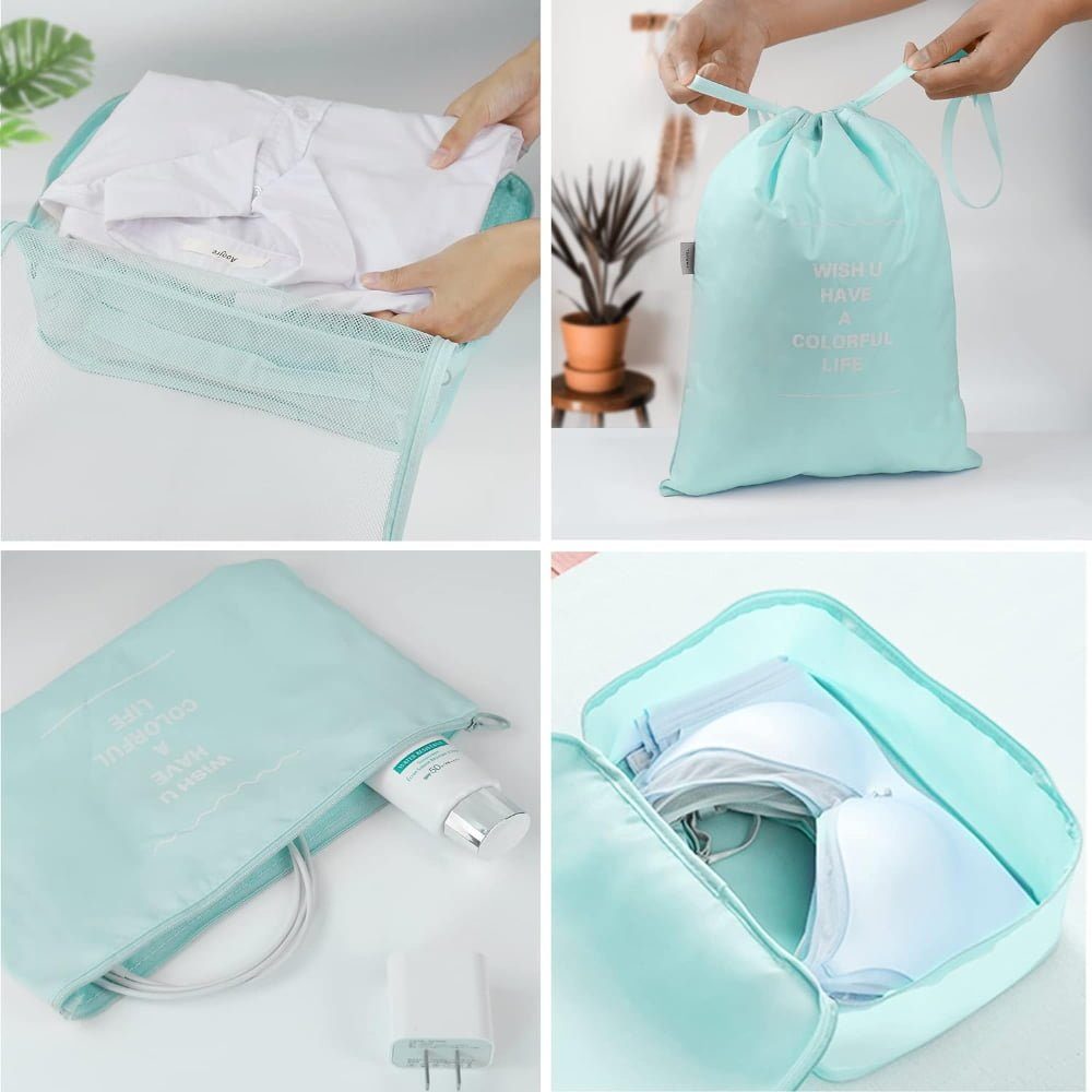 Set 8 huse organizare bagaj si 2 gentute cosmetice calatorie, Quasar & Co.®, pentru voiaj, accesorii valiza/troler, albastru azur 7 Set 8 huse organizare bagaj si 2 gentute cosmetice calatorie, Quasar & Co.®, pentru voiaj, accesorii valiza/troler, albastru azur 7