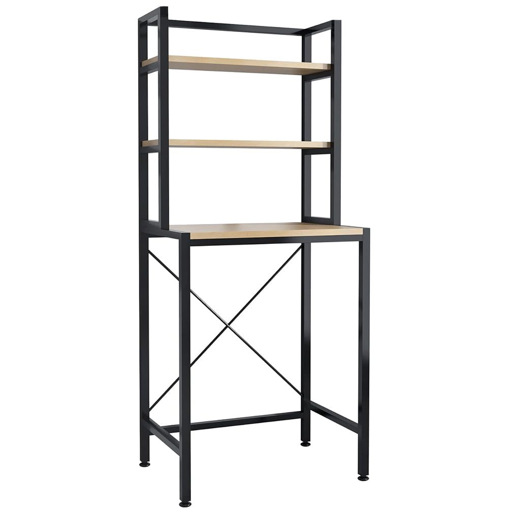 Raft depozitare universal, Quasar & Co.®, peste masina de spalat, cu 3 polite, metal/lemn, 65 x 60 x 182 cm, negru 2