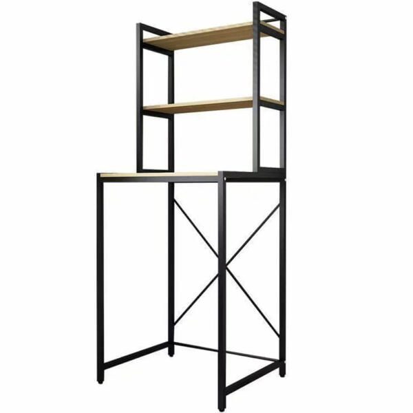 Raft depozitare universal, Quasar & Co.®, peste masina de spalat, cu 3 polite, metal/lemn, 65 x 60 x 182 cm, negru - imagine 3