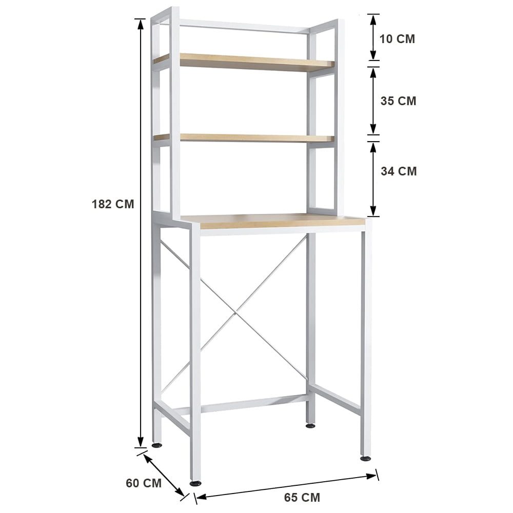 Raft depozitare universal, Quasar & Co.®, peste masina de spalat, cu 3 polite, metal/lemn, 65 x 60 x 182 cm, alb 3 Raft depozitare universal, Quasar & Co.®, peste masina de spalat, cu 3 polite, metal/lemn, 65 x 60 x 182 cm, alb 3