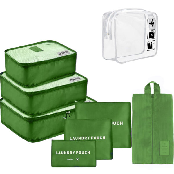 Set 7 huse organizare bagaj si o gentuta cosmetice calatorie, Quasar & Co.®, pretabile voiaj, accesorii valiza/troler, verde Accesorii articole de voiaj 2024-05-01 2