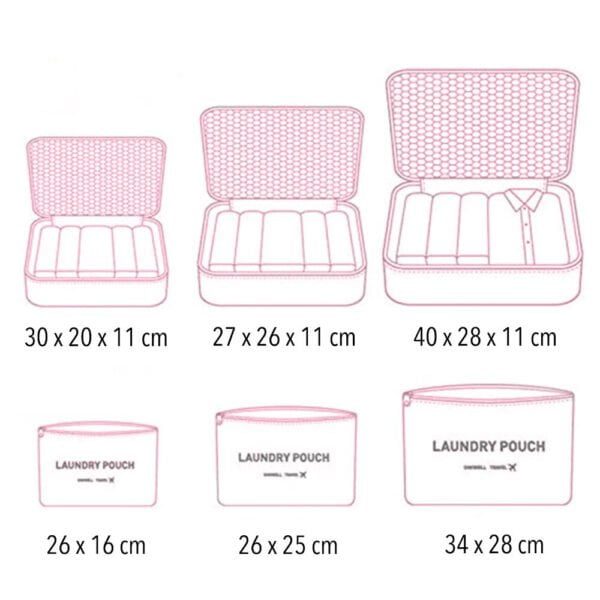 Set 7 huse organizare bagaj si o gentuta cosmetice calatorie, Quasar & Co.®, pretabile voiaj, accesorii valiza/troler, visiniu - imagine 8
