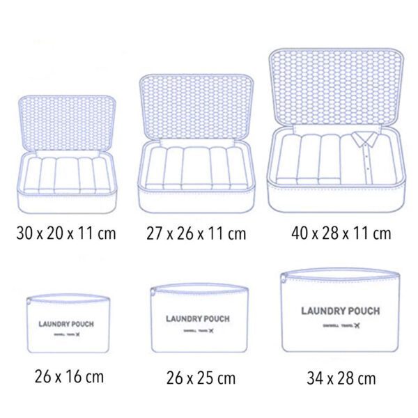 Set 7 huse organizare bagaj si o gentuta cosmetice calatorie, Quasar & Co.®, pretabile voiaj, accesorii valiza/troler, bleumarin - imagine 10