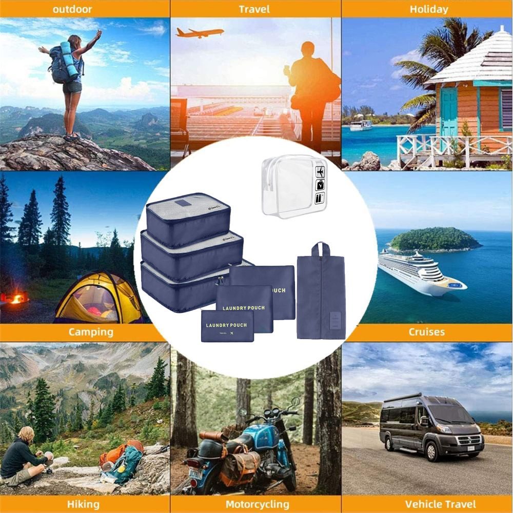 Set 7 huse organizare bagaj si o gentuta cosmetice calatorie, Quasar & Co.®, pretabile voiaj, accesorii valiza/troler, bleumarin 3 Set 7 huse organizare bagaj si o gentuta cosmetice calatorie, Quasar & Co.®, pretabile voiaj, accesorii valiza/troler, bleumarin 3