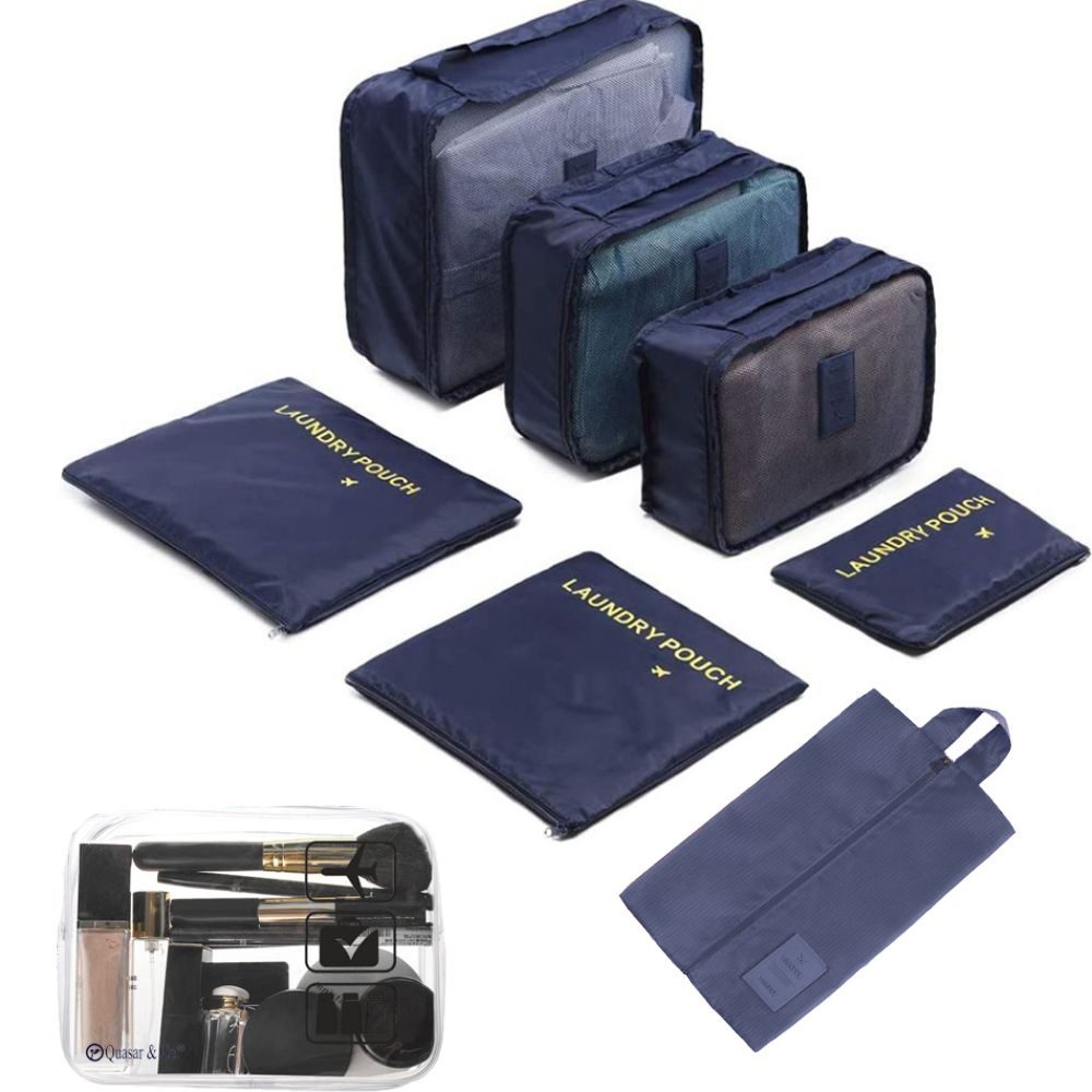 Set 7 huse organizare bagaj si o gentuta cosmetice calatorie, Quasar & Co.®, pretabile voiaj, accesorii valiza/troler, bleumarin 4 Set 7 huse organizare bagaj si o gentuta cosmetice calatorie, Quasar & Co.®, pretabile voiaj, accesorii valiza/troler, bleumarin 4