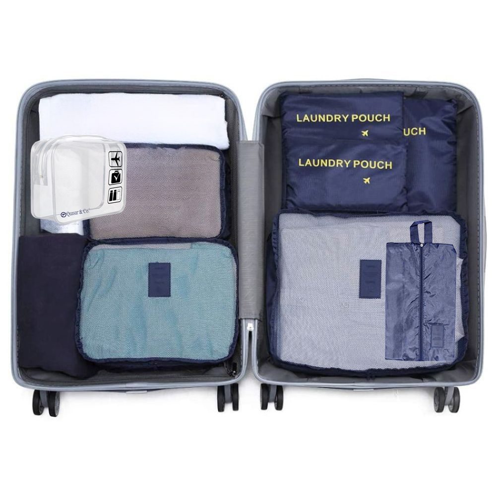 Set 7 huse organizare bagaj si o gentuta cosmetice calatorie, Quasar & Co.®, pretabile voiaj, accesorii valiza/troler, bleumarin 6 Set 7 huse organizare bagaj si o gentuta cosmetice calatorie, Quasar & Co.®, pretabile voiaj, accesorii valiza/troler, bleumarin 6