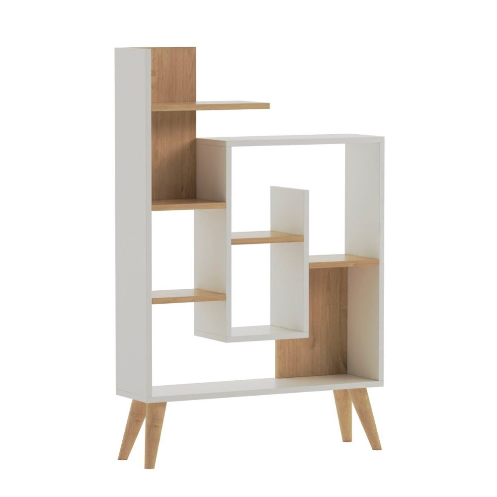 Biblioteca, Quasar & Co.®, mobilier living, 82 x 22 x 126,2 cm, MDF, alb/stejar 2 Biblioteca, Quasar & Co.®, mobilier living, 82 x 22 x 126,2 cm, MDF, alb/stejar 2