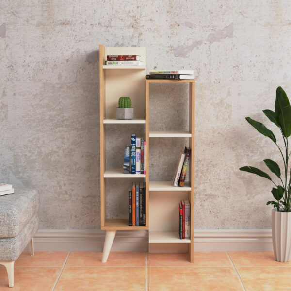 Biblioteca, Quasar & Co.®, mobilier living, 55.4 x 22 x 129.2 cm, MDF, stejar/alb Mobila living si biblioteci 2024-04-30