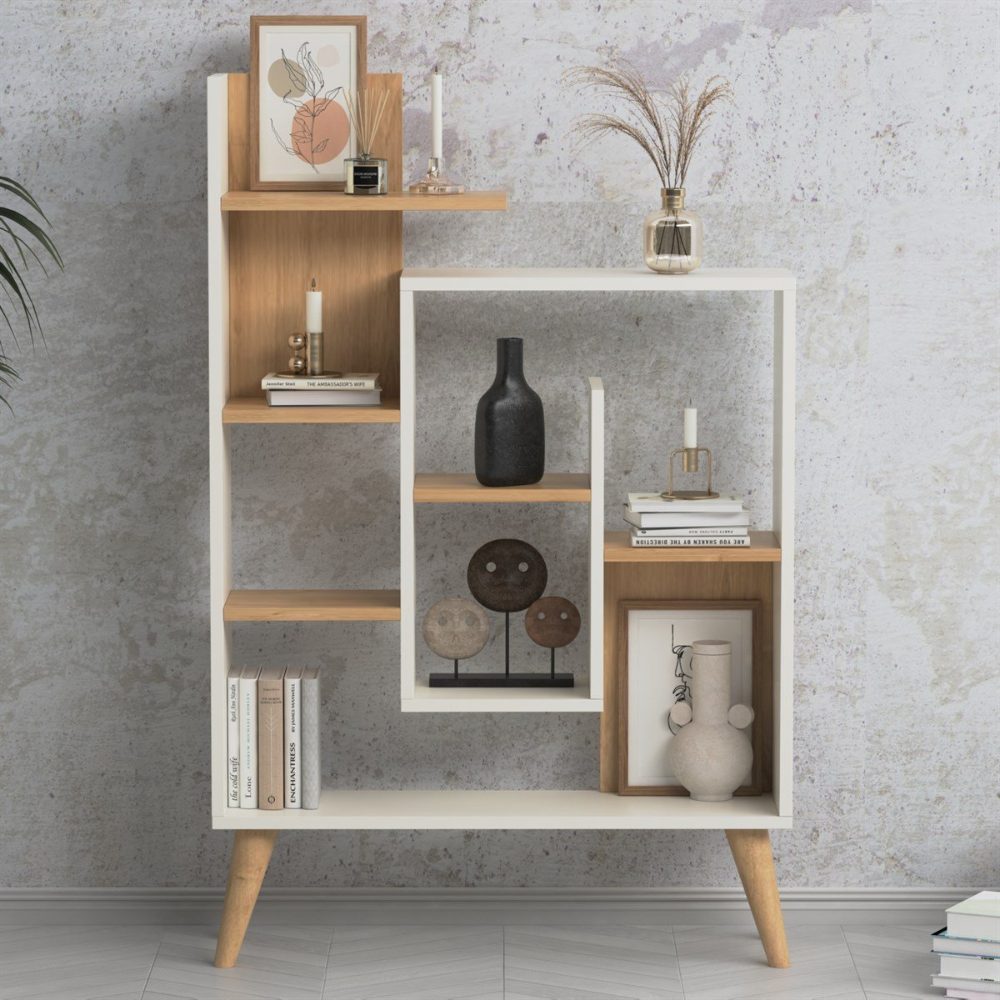 Biblioteca, Quasar & Co.®, mobilier living, 82 x 22 x 126,2 cm, MDF, alb/stejar 3 Biblioteca, Quasar & Co.®, mobilier living, 82 x 22 x 126,2 cm, MDF, alb/stejar 3
