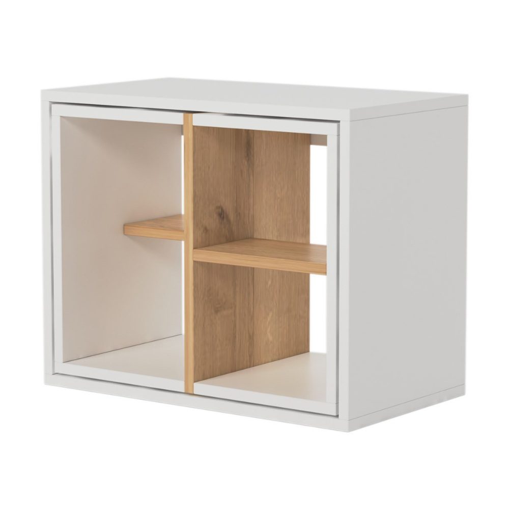 Masuta cafea, Quasar & Co.®, cu 3 corpuri, 62 x 34 x 49 cm, MDF, alb/stejar 3 Masuta cafea, Quasar & Co.®, cu 3 corpuri, 62 x 34 x 49 cm, MDF, alb/stejar 3