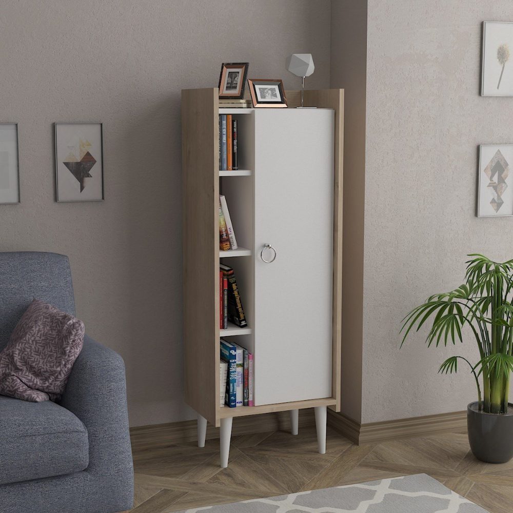 Dulap Quasar & Co.®, MDF, mobilier living/dormitor, 50×29.8×137 cm, alb/stejar 3 Dulap Quasar & Co.®, MDF, mobilier living/dormitor, 50×29.8×137 cm, alb/stejar 3