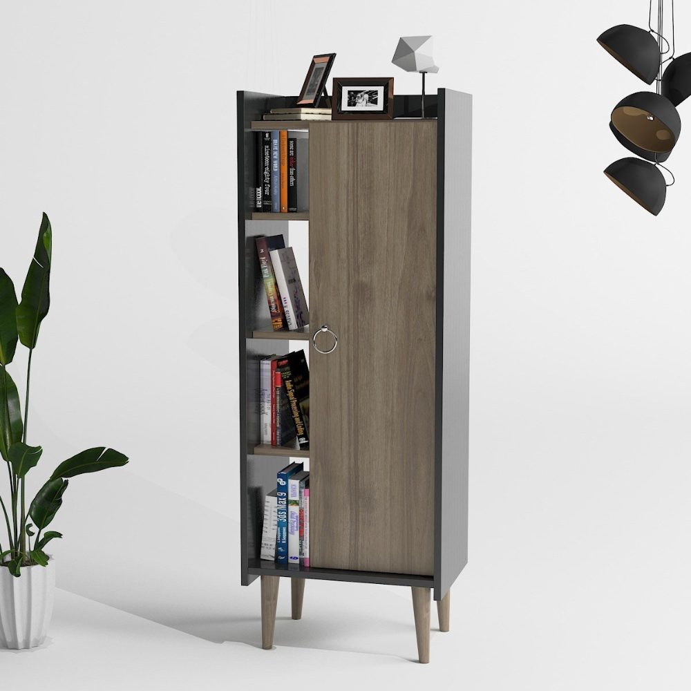 Dulap, Quasar & Co.®, mobilier living/dormitor, 50 x 29.8 x 137 cm, MDF, gri/nuc 3 Dulap, Quasar & Co.®, mobilier living/dormitor, 50 x 29.8 x 137 cm, MDF, gri/nuc 3