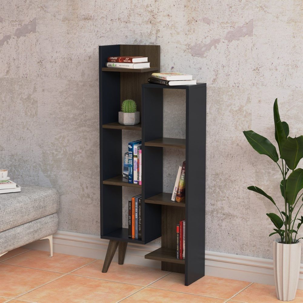Biblioteca, Quasar & Co.®, mobilier living, 55.4 x 22 x 129.2 cm, MDF, gri/nuc 4 Biblioteca, Quasar & Co.®, mobilier living, 55.4 x 22 x 129.2 cm, MDF, gri/nuc 4
