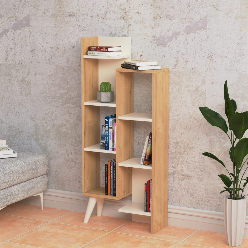 Biblioteca, Quasar & Co.®, mobilier living, 55.4 x 22 x 129.2 cm, MDF, stejar/alb 4 Biblioteca, Quasar & Co.®, mobilier living, 55.4 x 22 x 129.2 cm, MDF, stejar/alb 4