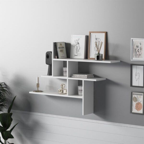 Raft perete, Quasar & Co.®, mobilier living/dormitor, 118 x 82 x 20 cm, MDF, alb - imagine 4