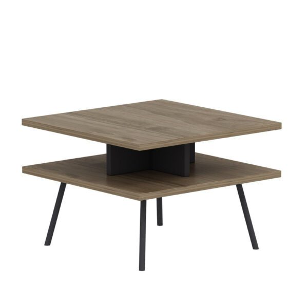 Set birou cu masa cafea, Quasar & Co.®, mobilier living/office, 140 x 60 x 73.8 cm/45 x 45 x 35 cm, gri/nuc brun - imagine 4