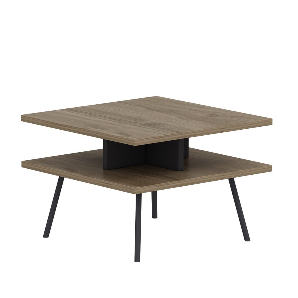 Set birou cu masa cafea, Quasar & Co.®, mobilier living/office, 140 x 60 x 73.8 cm/45 x 45 x 35 cm, gri/nuc brun 4