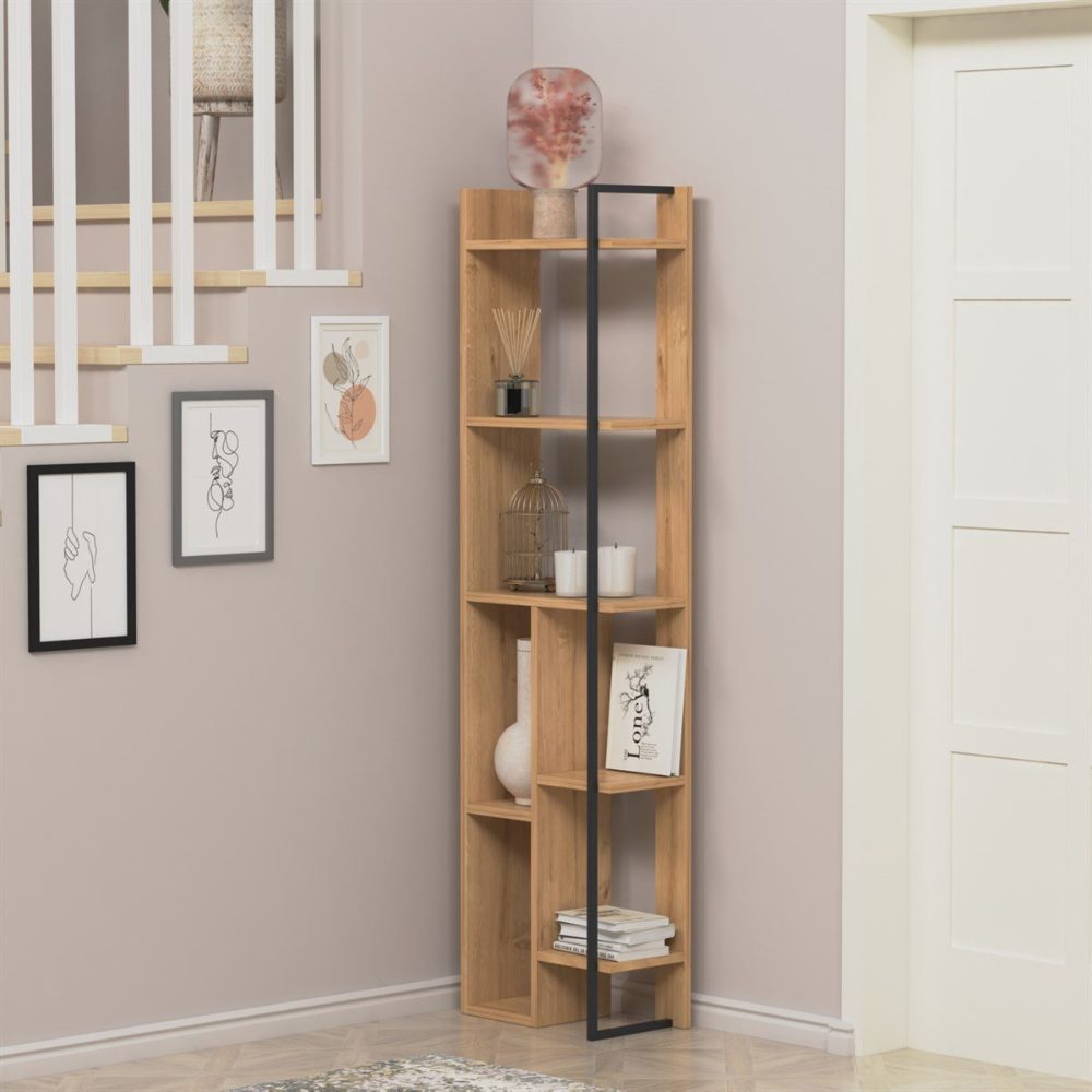 Raft de colt, Quasar & Co.®, mobilier living/dormitor, 42 x 23 x 160 cm, MDF, stejar bej 4