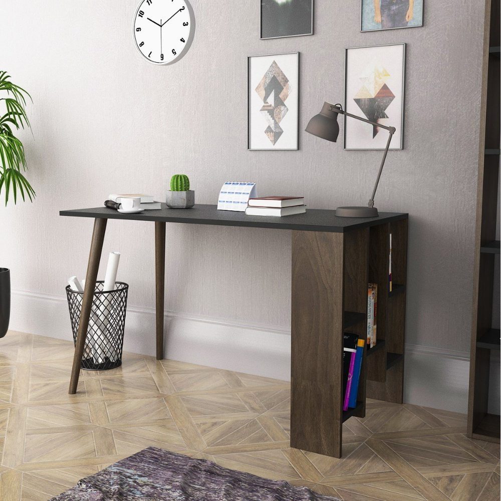 Birou, Quasar & Co.®, mobila living/office, 73.8x60x120 cm, MDF, nuc/gri fum 4 Birou, Quasar & Co.®, mobila living/office, 73.8x60x120 cm, MDF, nuc/gri fum 4