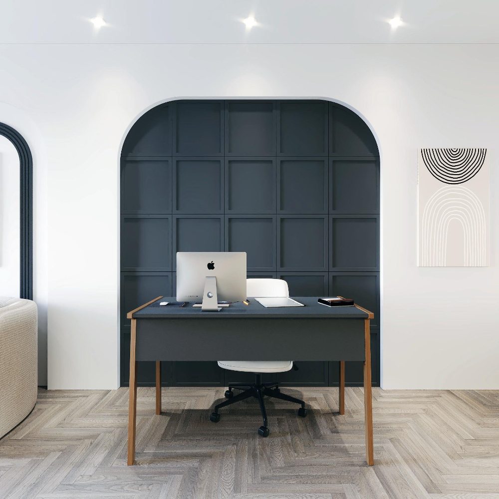 Birou, Quasar & Co.®, mobilier living/office, 120 x 60 x 74 cm, MDF, gri/nuc natur 4 Birou, Quasar & Co.®, mobilier living/office, 120 x 60 x 74 cm, MDF, gri/nuc natur 4