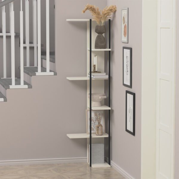 Raft de colt, Quasar & Co.®, mobilier living/dormitor, 45 x 23.1 x 162.3 cm, MDF, alb/negru - imagine 4