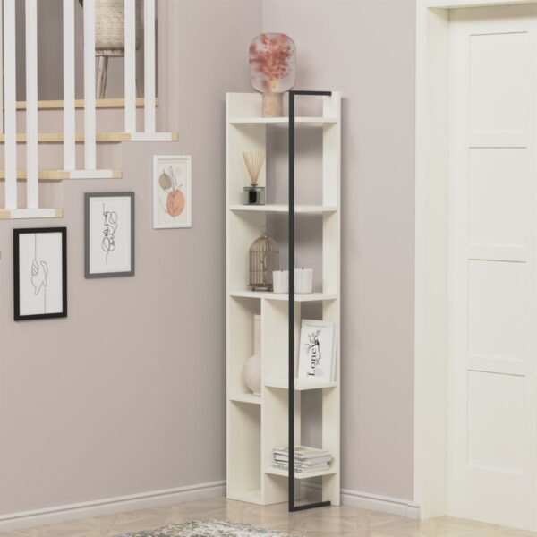 Raft de colt, Quasar & Co.®, mobilier living/dormitor, 42 x 23 x 160 cm, MDF, alb mat - imagine 4