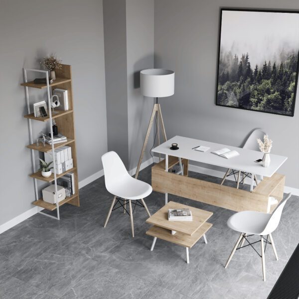 Raft de colt, Quasar & Co.®, mobilier living/dormitor, 45 x 30 x 171 cm, MDF, stejar natural - imagine 3