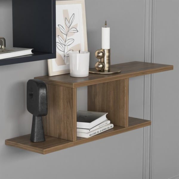 Set 2 rafturi perete, Quasar & Co.®, mobilier living/dormitor, 74.5 x 20 x 23 cm, MDF, gri/nuc - imagine 5