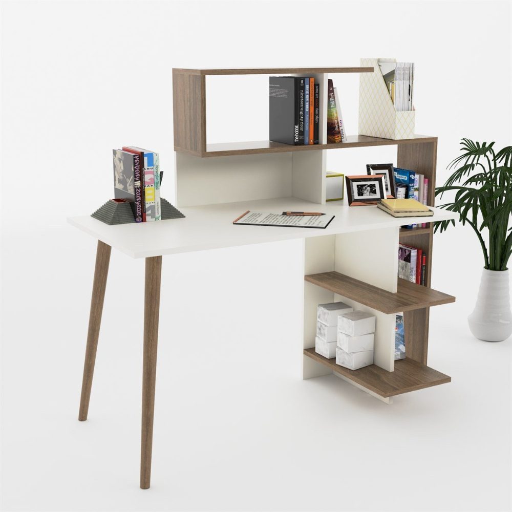 Birou, Quasar & Co.®, mobilier living/office, 141.8 x 60 x 121.4 cm, MDF, alb/nuc 4 Birou, Quasar & Co.®, mobilier living/office, 141.8 x 60 x 121.4 cm, MDF, alb/nuc 4