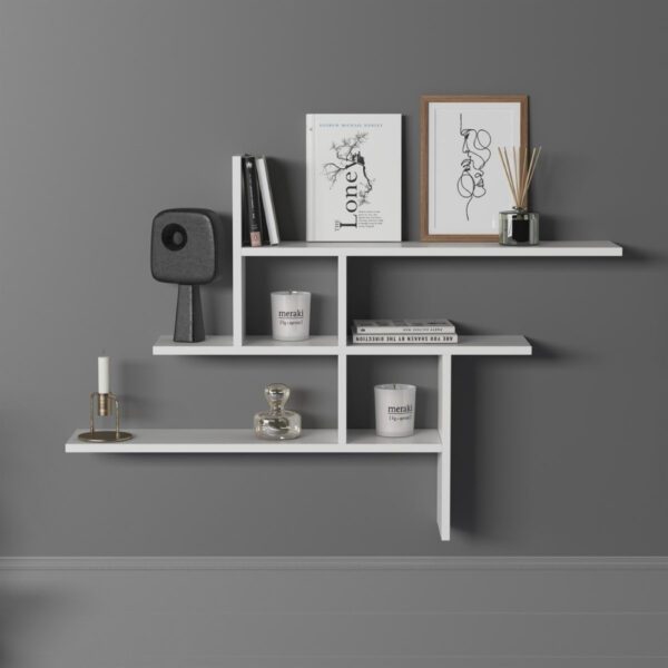 Raft perete, Quasar & Co.®, mobilier living/dormitor, 118 x 82 x 20 cm, MDF, alb - imagine 5