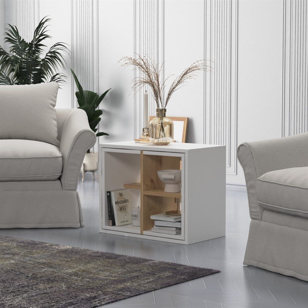 Masuta cafea, Quasar & Co.®, cu 3 corpuri, 62 x 34 x 49 cm, MDF, alb/stejar 5 Masuta cafea, Quasar & Co.®, cu 3 corpuri, 62 x 34 x 49 cm, MDF, alb/stejar 5