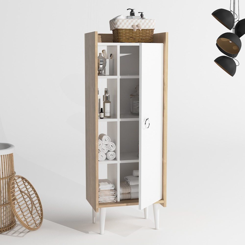 Dulap Quasar & Co.®, MDF, mobilier living/dormitor, 50×29.8×137 cm, alb/stejar 5 Dulap Quasar & Co.®, MDF, mobilier living/dormitor, 50×29.8×137 cm, alb/stejar 5