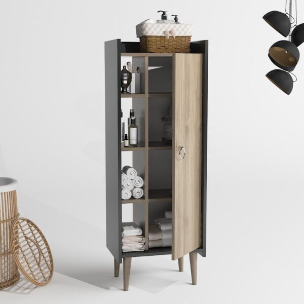 Dulap, Quasar & Co.®, mobilier living/dormitor, 50 x 29.8 x 137 cm, MDF, gri/nuc - imagine 4