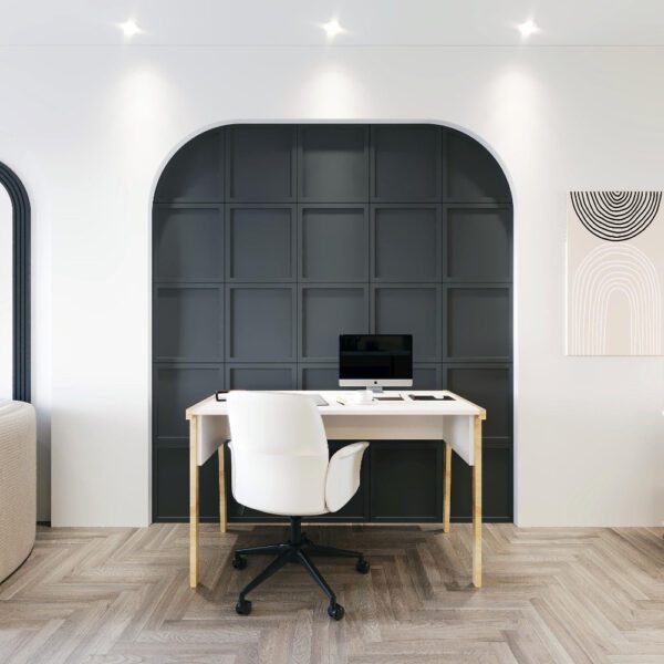 Birou, Quasar & Co.®, mobilier living/office, 120 x 60 x 74 cm, MDF, alb/stejar alb - imagine 5