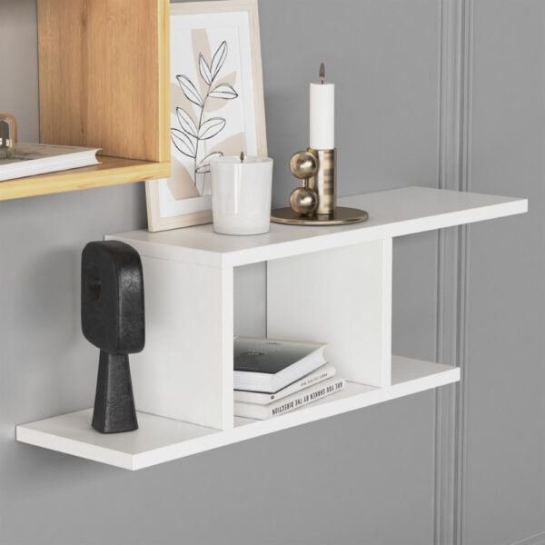 Set 2 rafturi perete, Quasar & Co.®, mobilier living/dormitor, 74.5 x 20 x 23 cm, MDF, alb/stejar - imagine 5