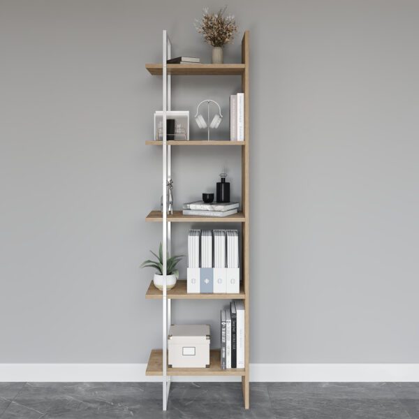 Raft de colt, Quasar & Co.®, mobilier living/dormitor, 45 x 30 x 171 cm, MDF, stejar natural - imagine 4