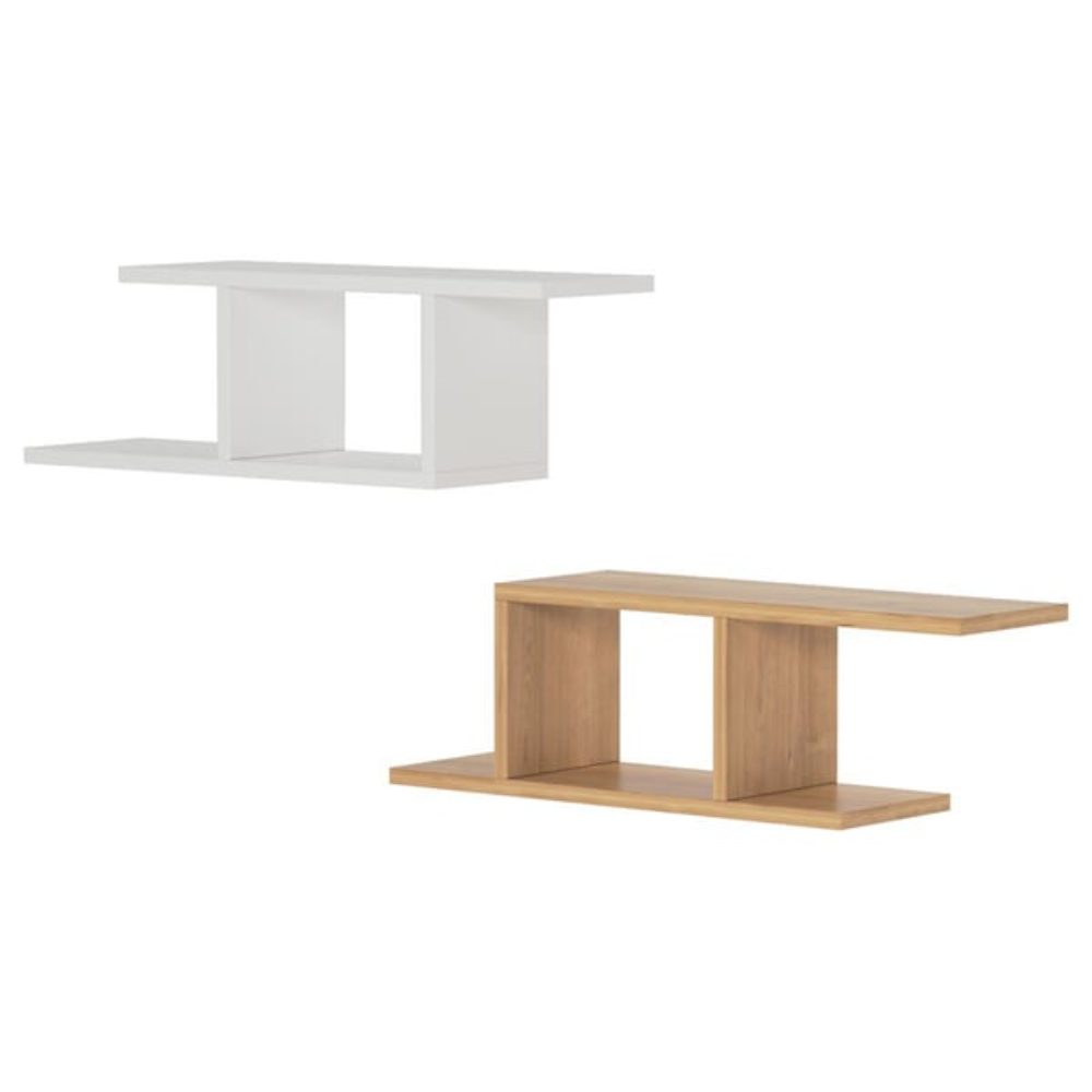 Set 2 rafturi perete, Quasar & Co.®, mobilier living/dormitor, 74.5 x 20 x 23 cm, MDF, alb/stejar 2