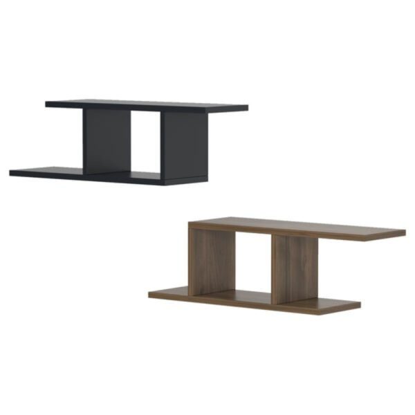 Set 2 rafturi perete, Quasar & Co.®, mobilier living/dormitor, 74.5 x 20 x 23 cm, MDF, gri/nuc - imagine 2