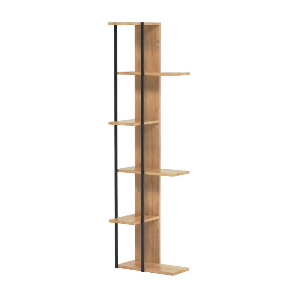 Raft de colt, Quasar & Co.®, mobilier living/dormitor, 45 x 23.1 x 162.3 cm, MDF, stejar/negru 2
