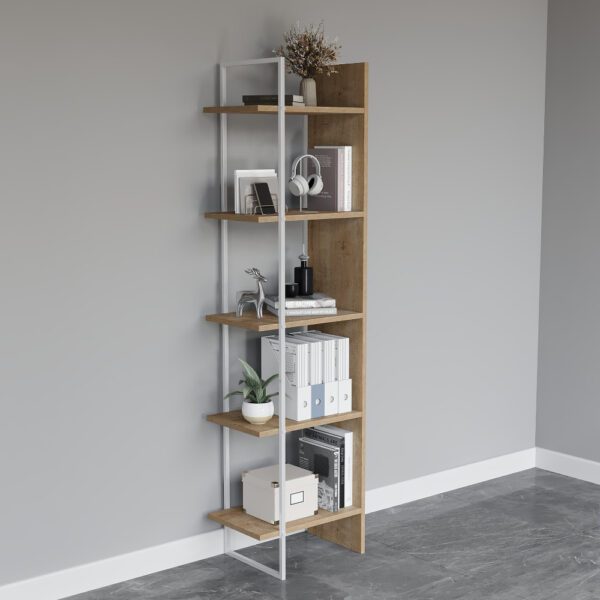 Raft de colt, Quasar & Co.®, mobilier living/dormitor, 45 x 30 x 171 cm, MDF, stejar natural - imagine 1