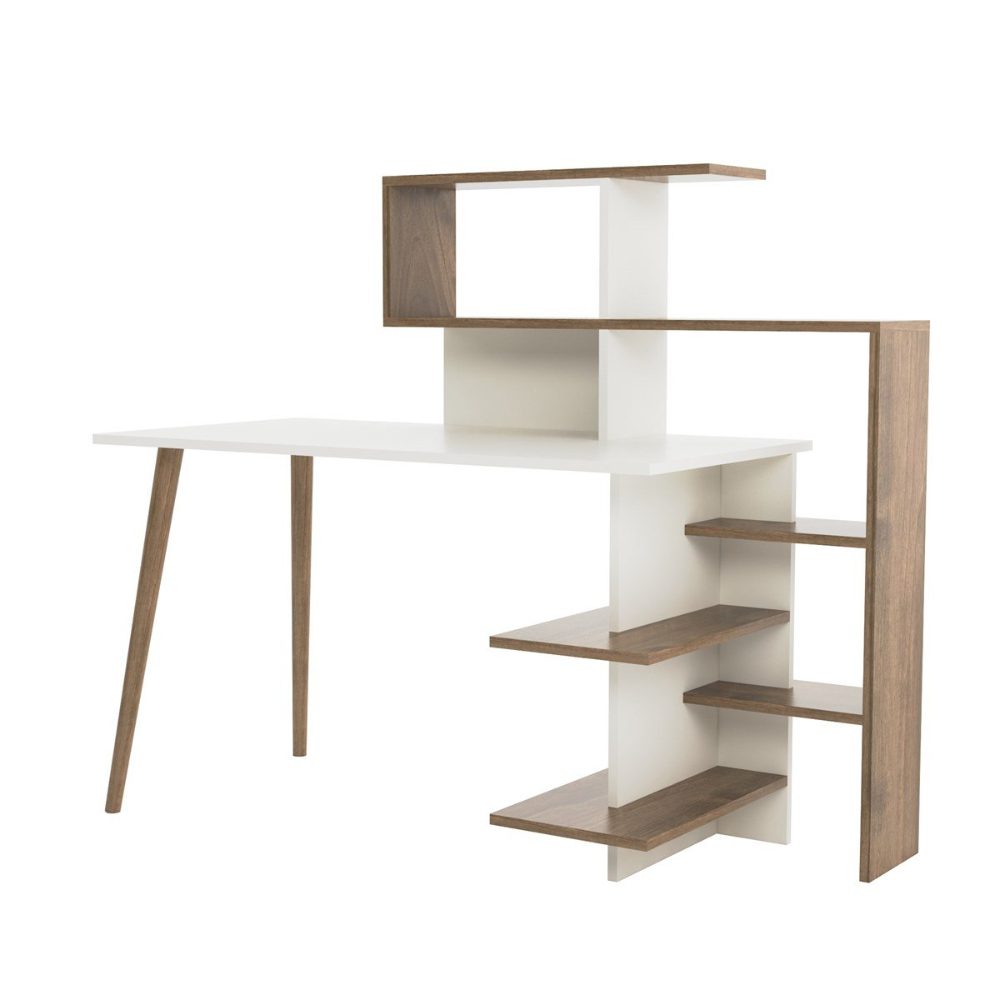 Birou, Quasar & Co.®, mobilier living/office, 141.8 x 60 x 121.4 cm, MDF, alb/nuc 2 Birou, Quasar & Co.®, mobilier living/office, 141.8 x 60 x 121.4 cm, MDF, alb/nuc 2